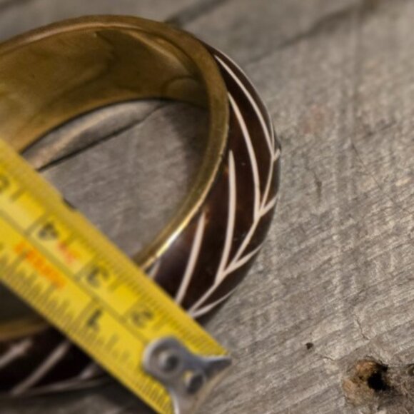 Brass and Bone Brown White Cuff Bracelet - Picture 5 of 5